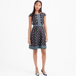 J. Crew Silk Cap Sleeve Mirrored Floral Dress